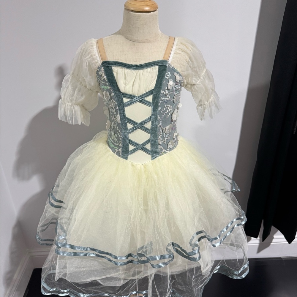 Elegant Kids Fairy Dance Costume - White and Blue for Age 7-9